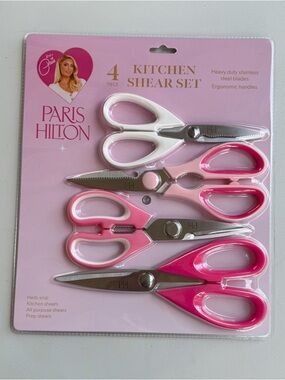 Paris Hilton Pink & White 4-Piece Kitchen Shear Set